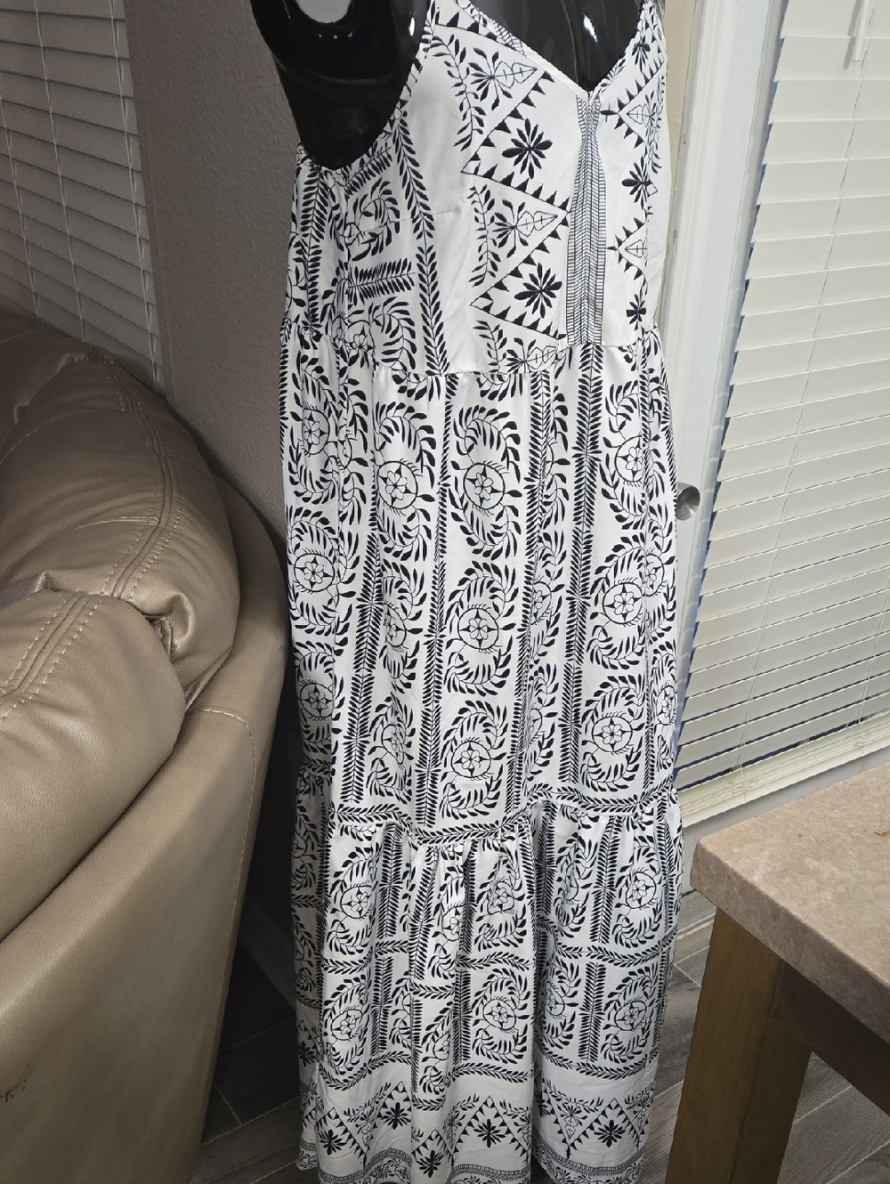 SHEIN Black and White Printed Maxi Dress